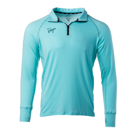 Men's Flume Quarter-Zip Baselayer in Aruba Blue.