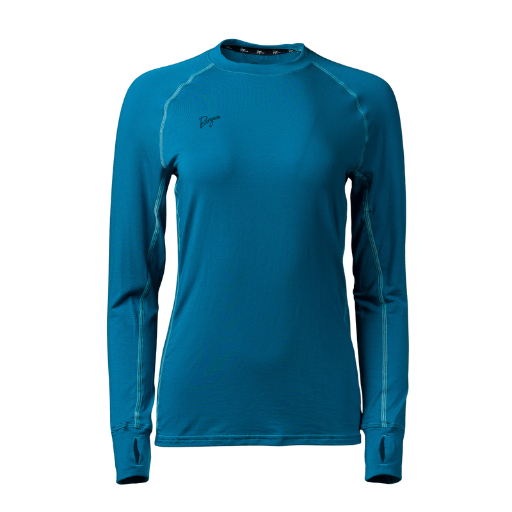 Women's Flume Crewneck Baselayer in Crystal Teal.