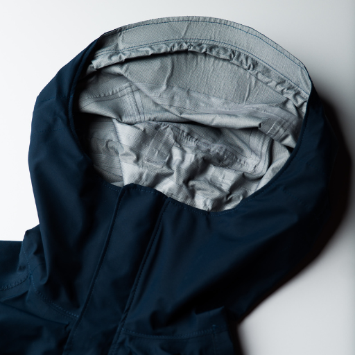 Hood of Tuckerman Hardshell Jacket in Midnight Blue