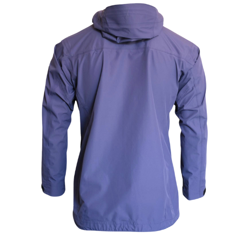 Back of Tuckerman Hardshell Jacket in Stone Blue