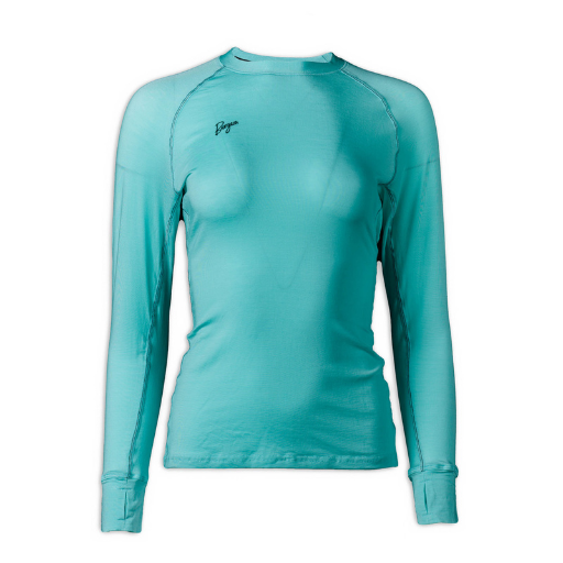 Women's Flume Crewneck Baselayer in Aruba Blue.