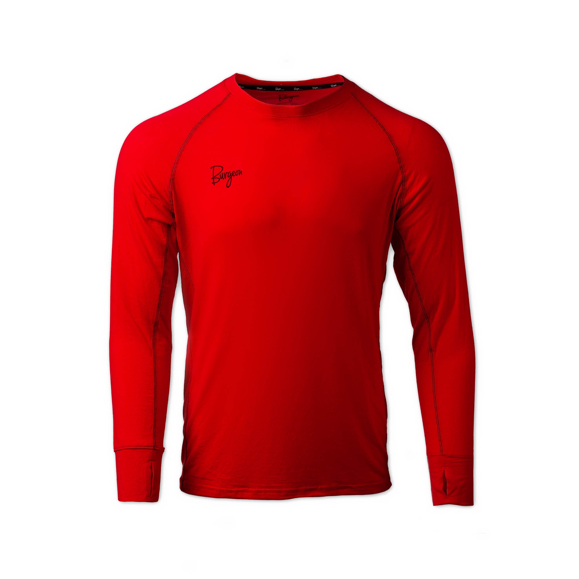 Men's Flume Crewneck Baselayer in Horizon Red.